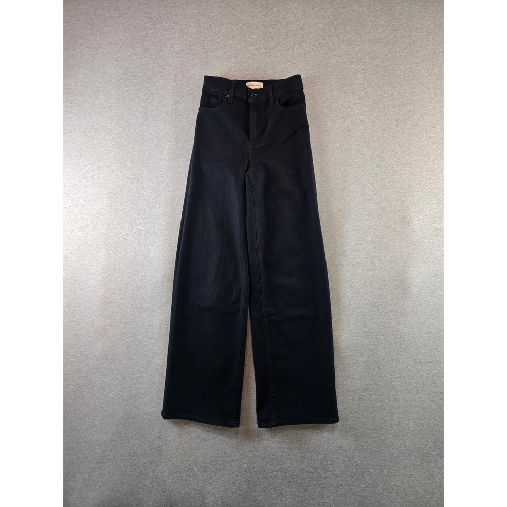 Frame Le Slim Palazzo Jeans Womens 24 Black High Rise Wide Leg LSP498 Skater‎